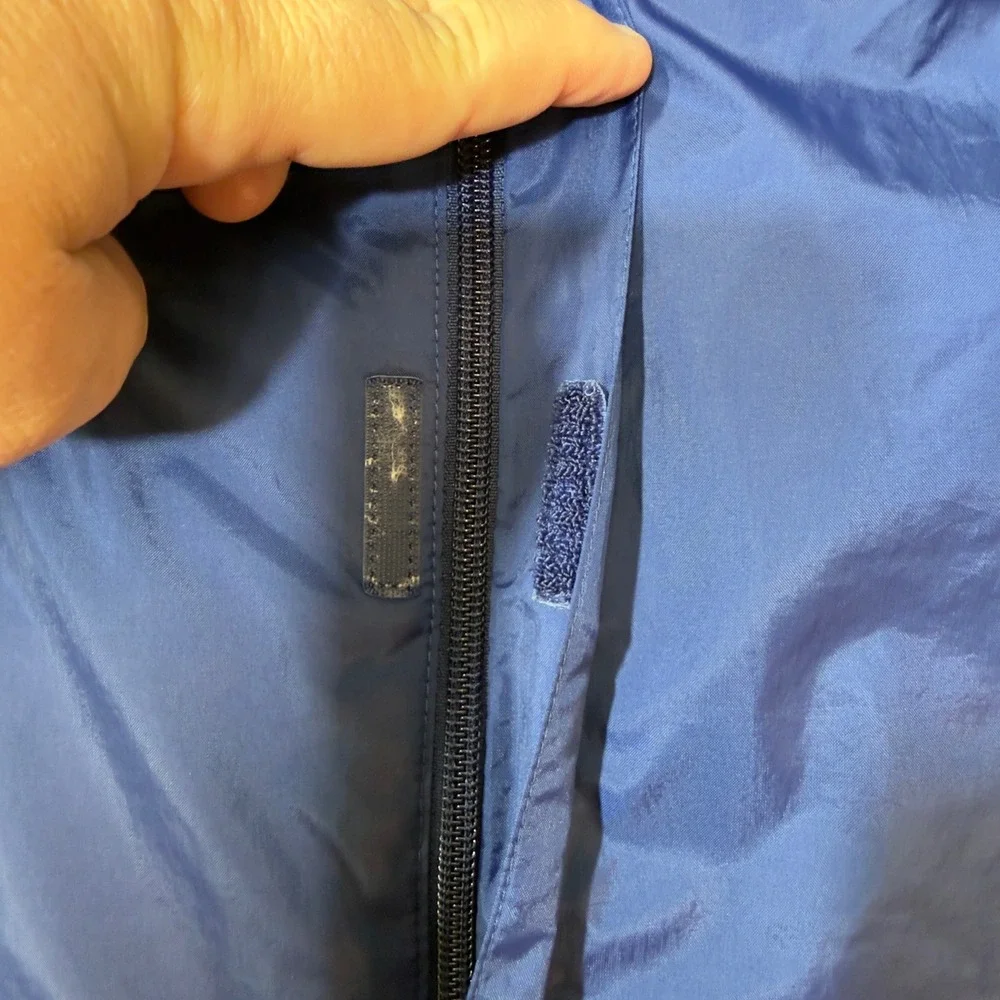 Adidas Windbreaker Jacket Mens XL Navy Blue Good Hooded Mesh Lined V39446‎
